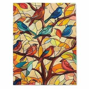 Garden Flag Stained Glass Birds Tree Leaves Outdoor House Yard Decor 12x18